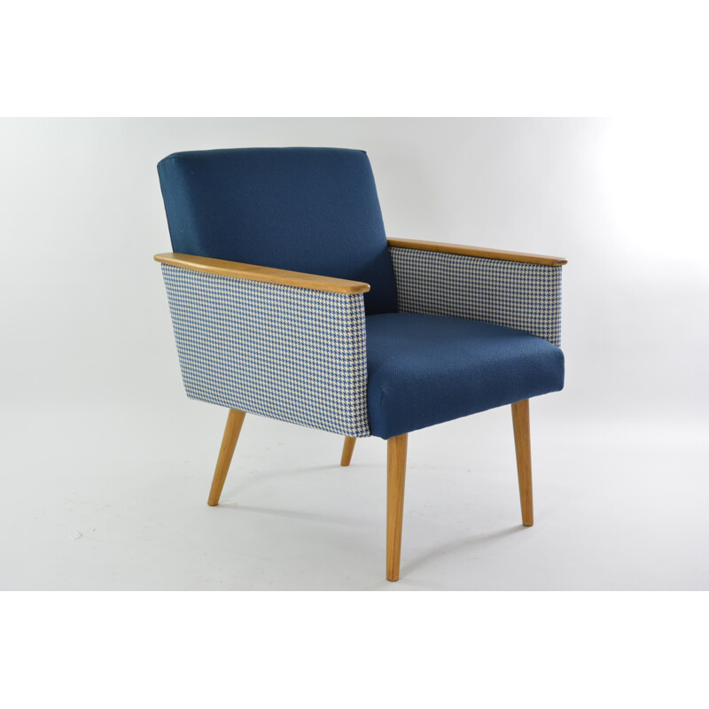 Square vintage armchair two-tone blue, 1960s