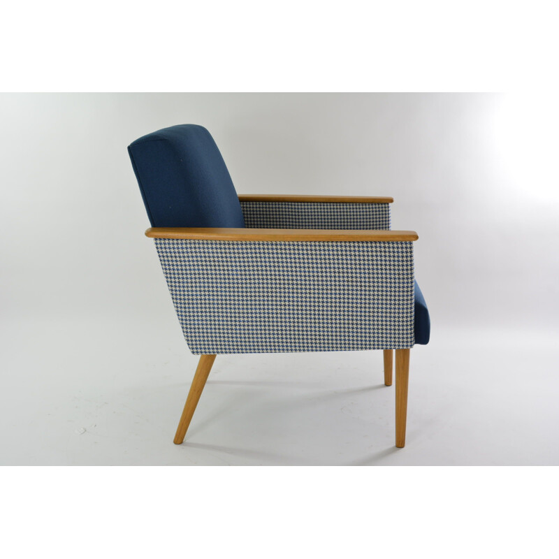 Square vintage armchair two-tone blue, 1960s