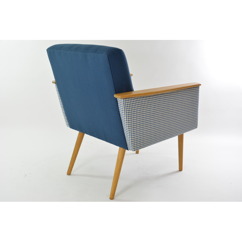 Square vintage armchair two-tone blue, 1960s
