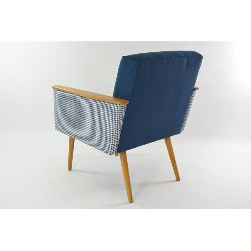 Square vintage armchair two-tone blue, 1960s