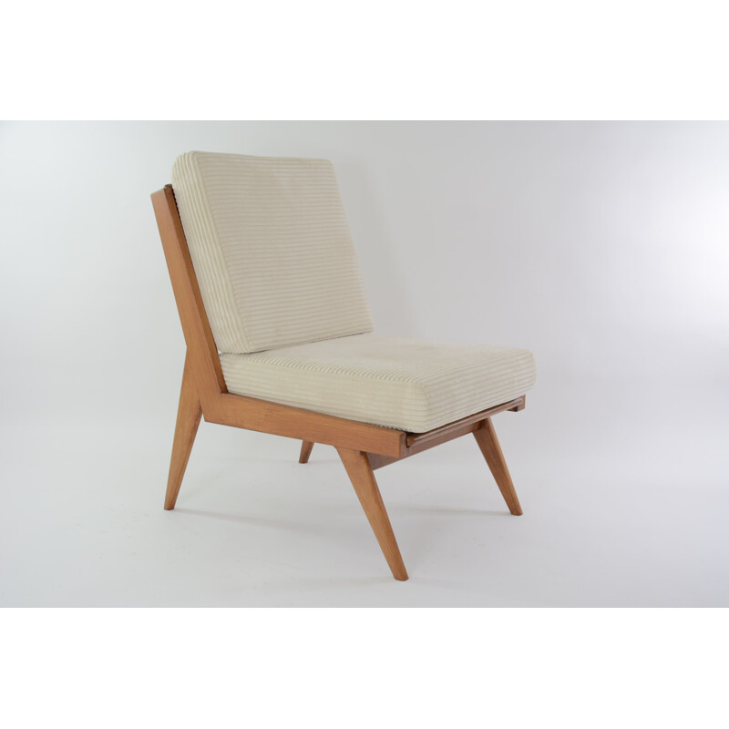 Vintage corduroy L armchair, 1970s