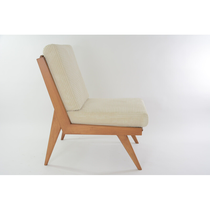 Vintage corduroy L armchair, 1970s