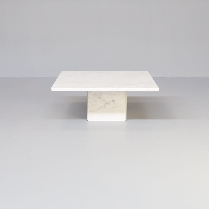 Mid century Bianco Carrara marble square coffee table