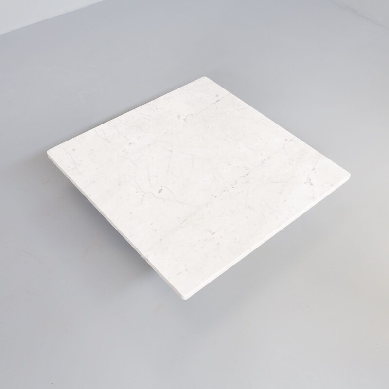 Mid century Bianco Carrara marble square coffee table