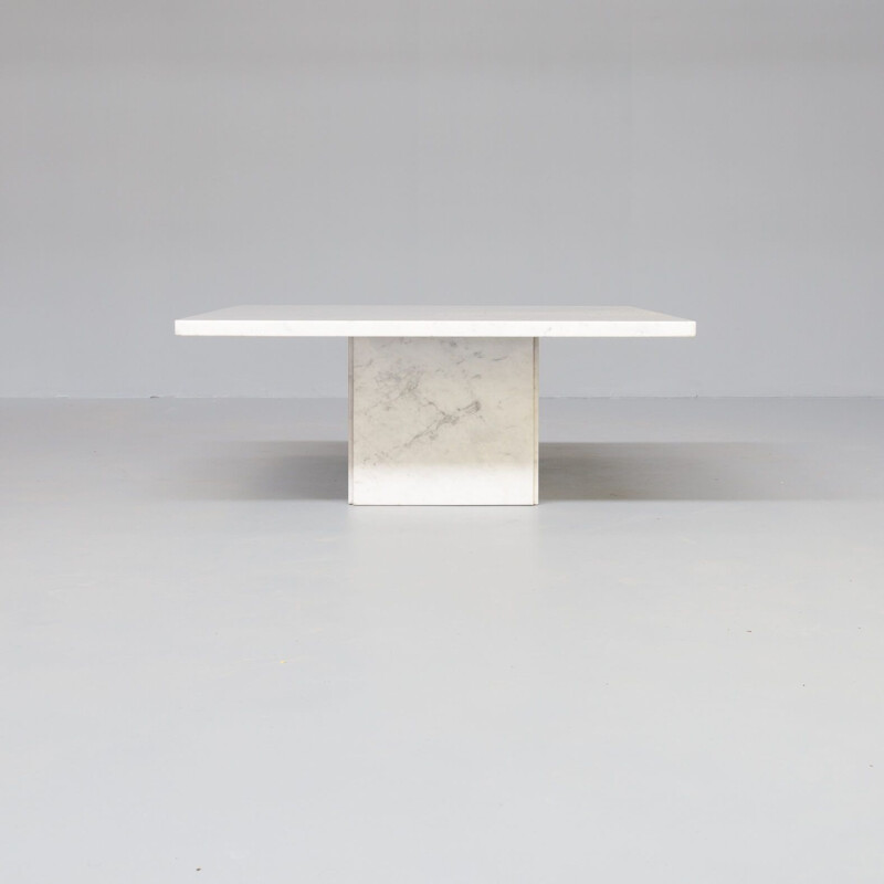 Mid century Bianco Carrara marble square coffee table