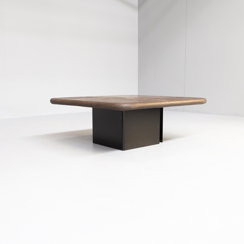 Table basse vintage carrée faite à la main par Paul Kingma, 1970