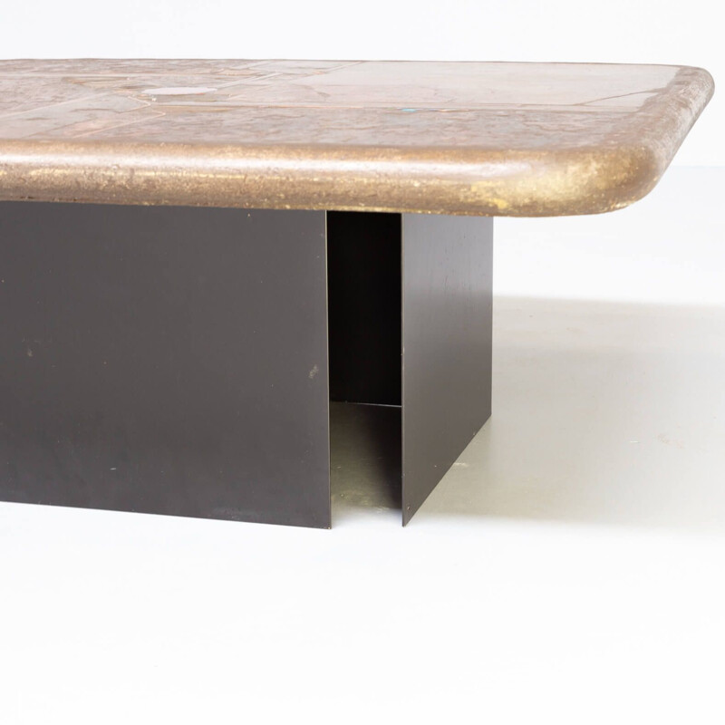 Vintage square artwork handmade coffee table by Paul Kingma, 1970s