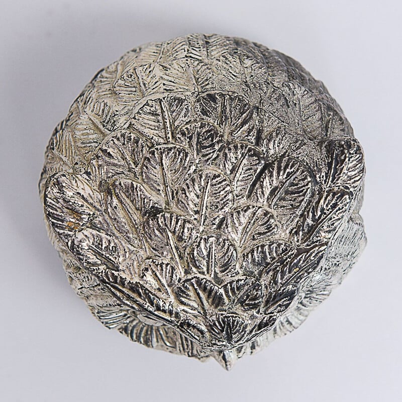 Seau à glace vintage en forme d'hibou en métal argenté par Mauro Manetti