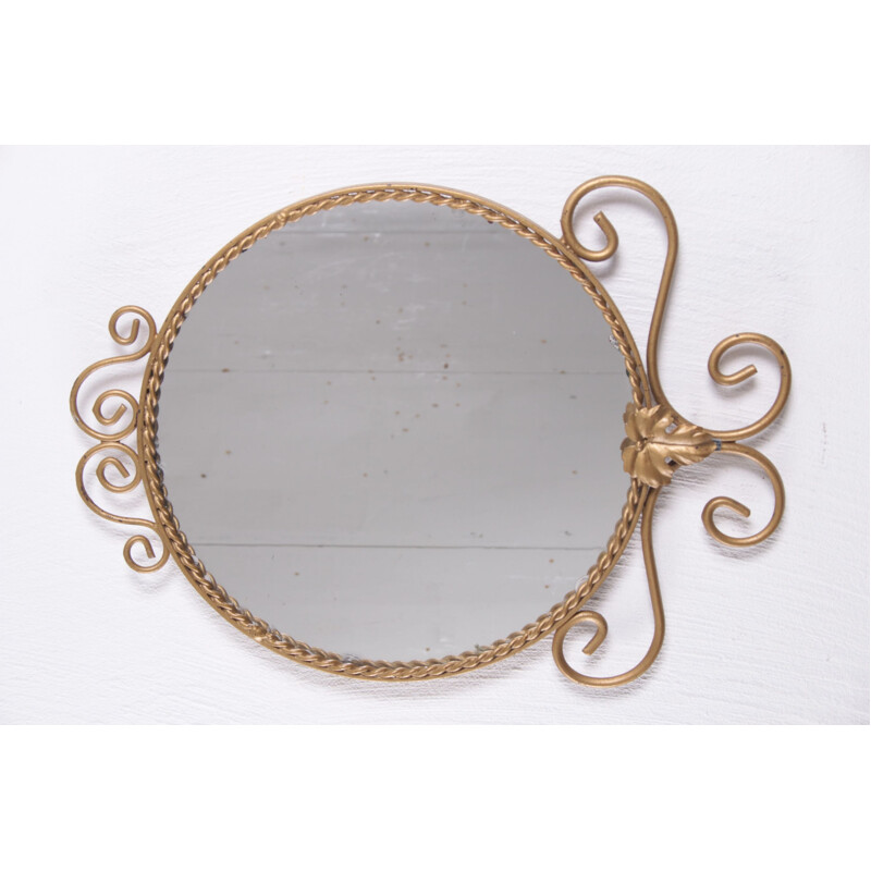 Vintage ornate wall mirror Hollywood Regency style, France 1960s