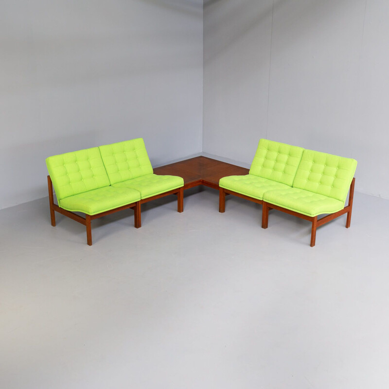 Set of 4 modular armchairs by Ole Gjerløv Knudsen & Torben Lind for France & Son, 1960s