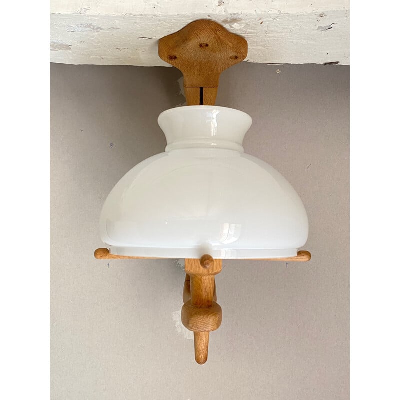 Lampada a sospensione in rovere vintage di Robert Guillerme e Jacques Chambron, 1950