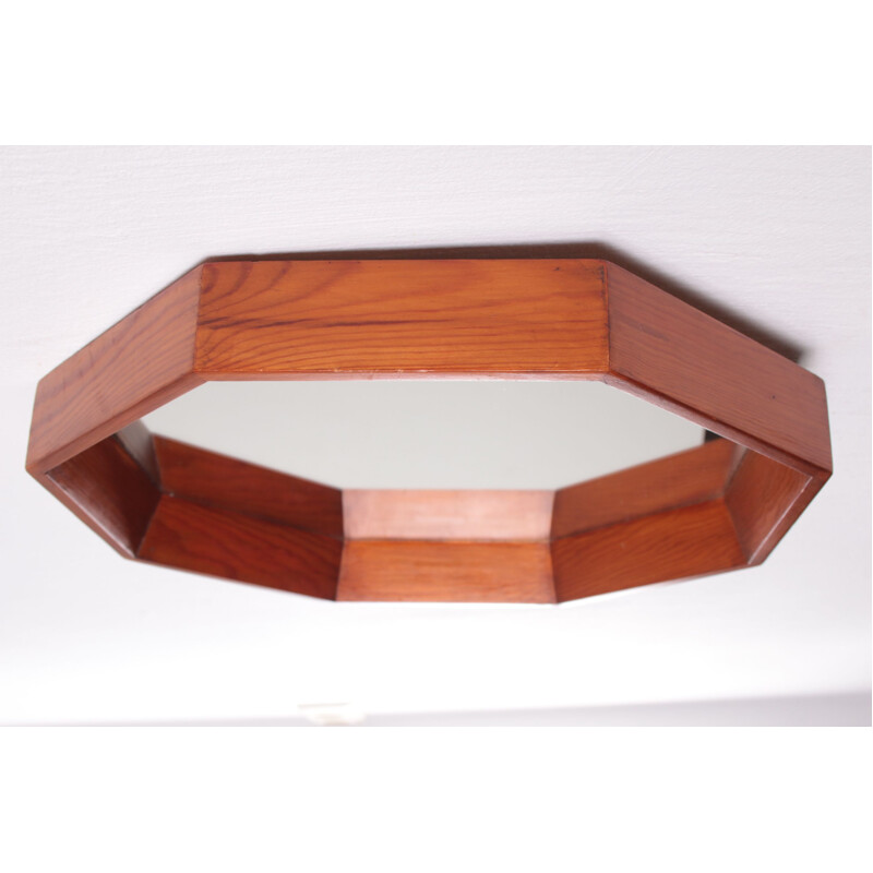 Miroir vintage à 8 angles en bois de teck, Danemark