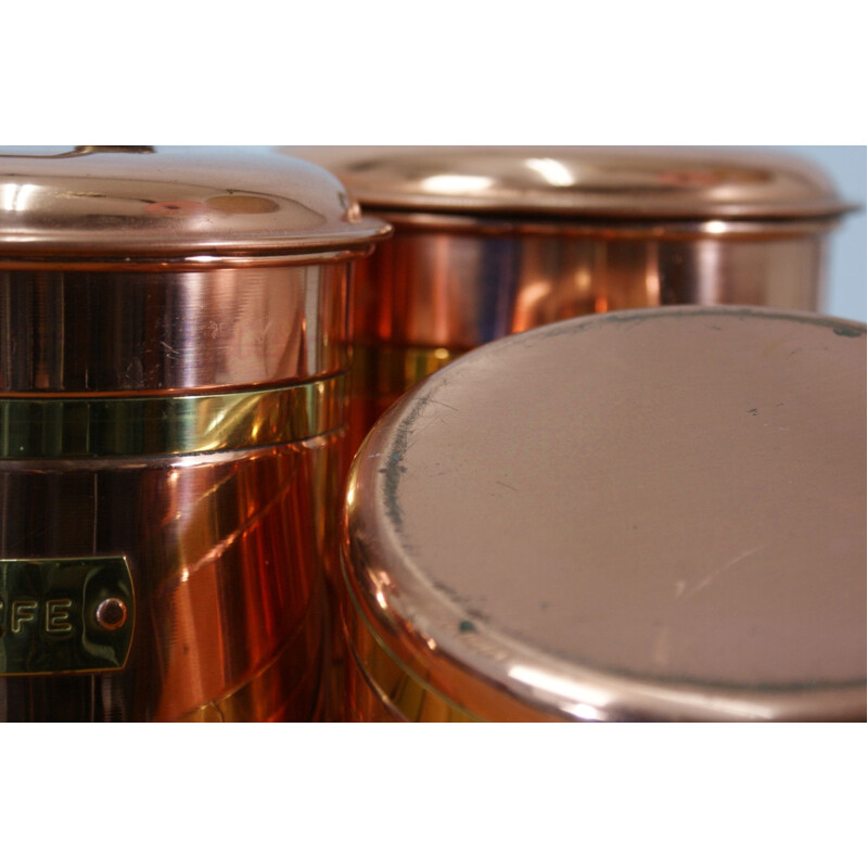 Set of 5 vintage copper containers, Sweden 1970