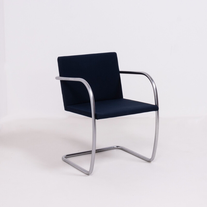 Ensemble de 4 chaises vintage en tissu marine Brno par Ludwig Mies van der Rohe pour Knoll, 1930