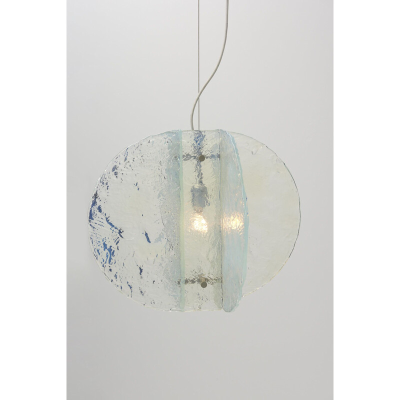 Vintage opalescent pendant lamp by Carlo Nason for Mazzega, Italy 1960s