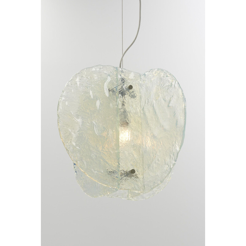 Vintage opalescent pendant lamp by Carlo Nason for Mazzega, Italy 1960s