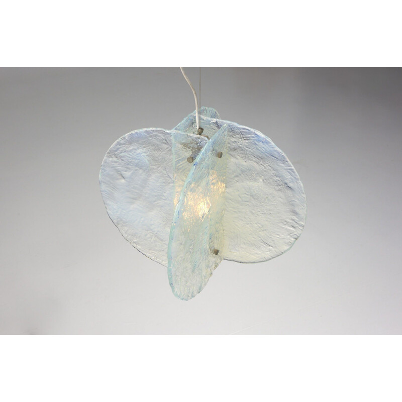 Vintage opalescent pendant lamp by Carlo Nason for Mazzega, Italy 1960s