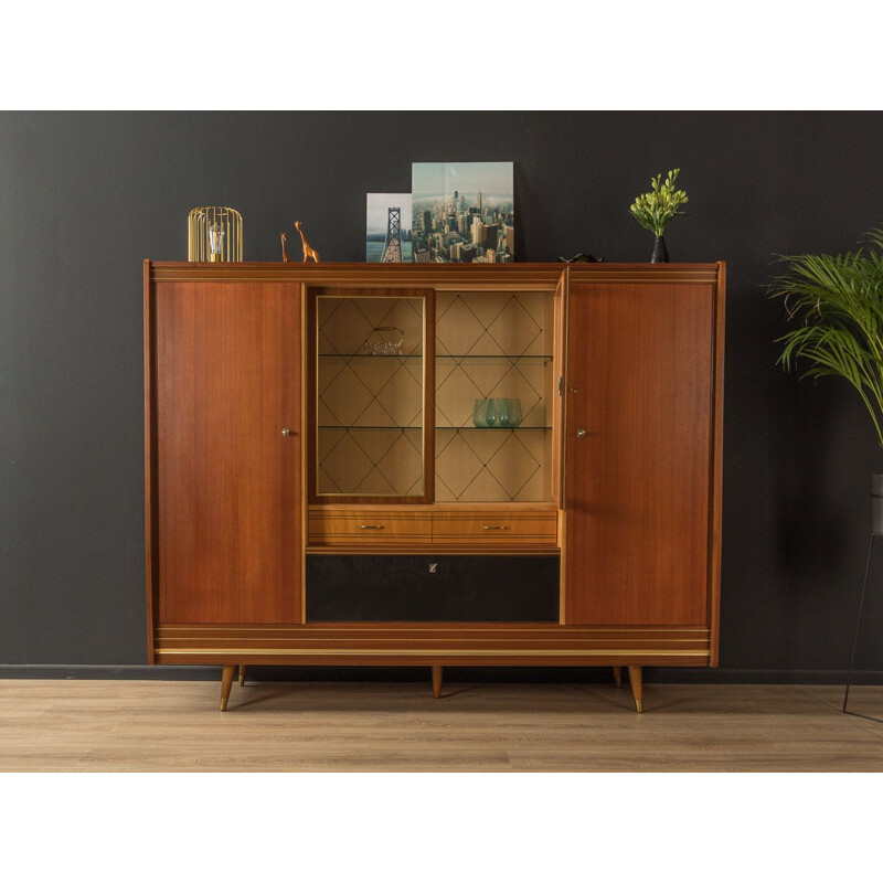 Mid century walnut  birch veneer wardrobe, Germany 1950s