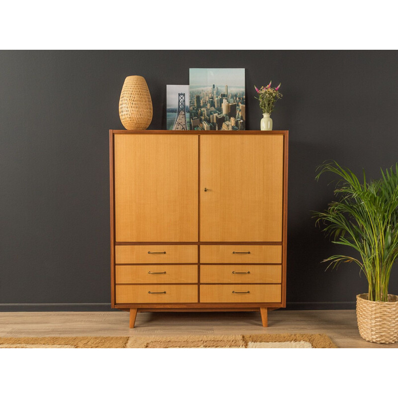 Vintage walnut & ash veneer chest of drawers, Germany 1950s