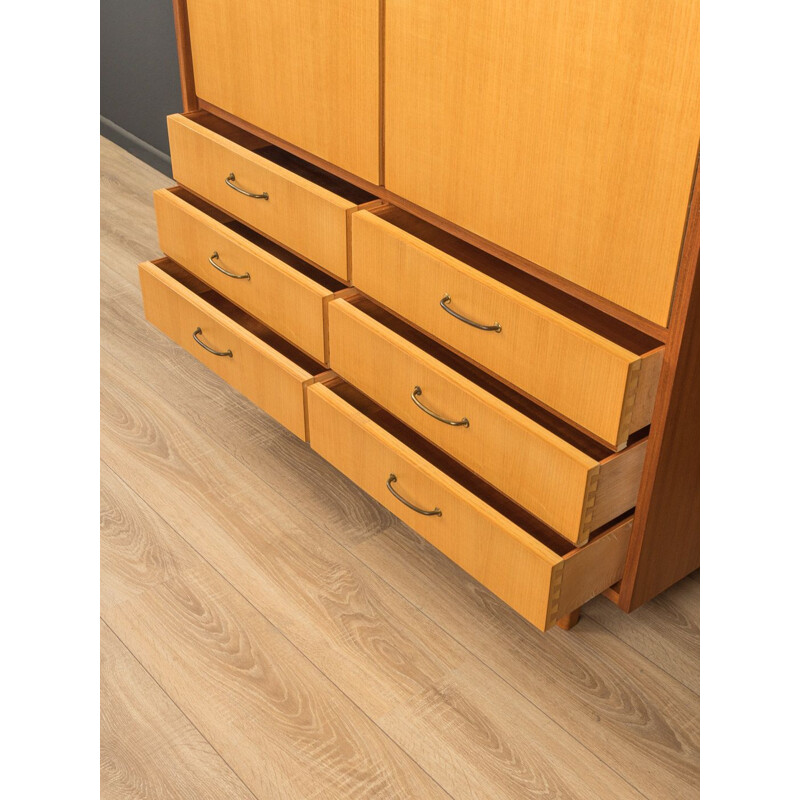 Vintage walnut & ash veneer chest of drawers, Germany 1950s