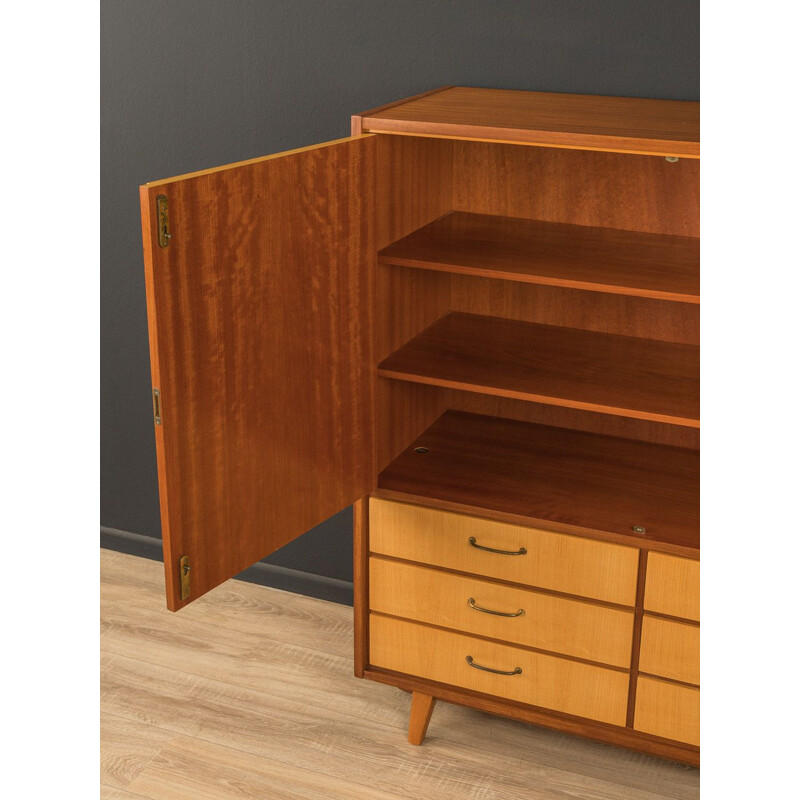 Vintage walnut & ash veneer chest of drawers, Germany 1950s