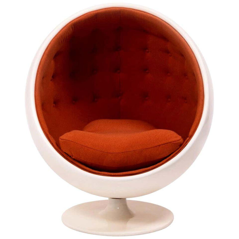 Fauteuil boule vintage orange en laine et fibre de verre par Eero Aarnio, 1963