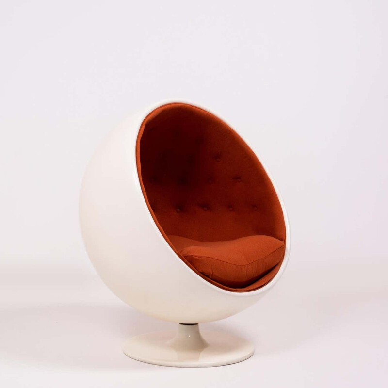 Wool and fibreglass vintage orange ball armchair by Eero Aarnio, 1963s