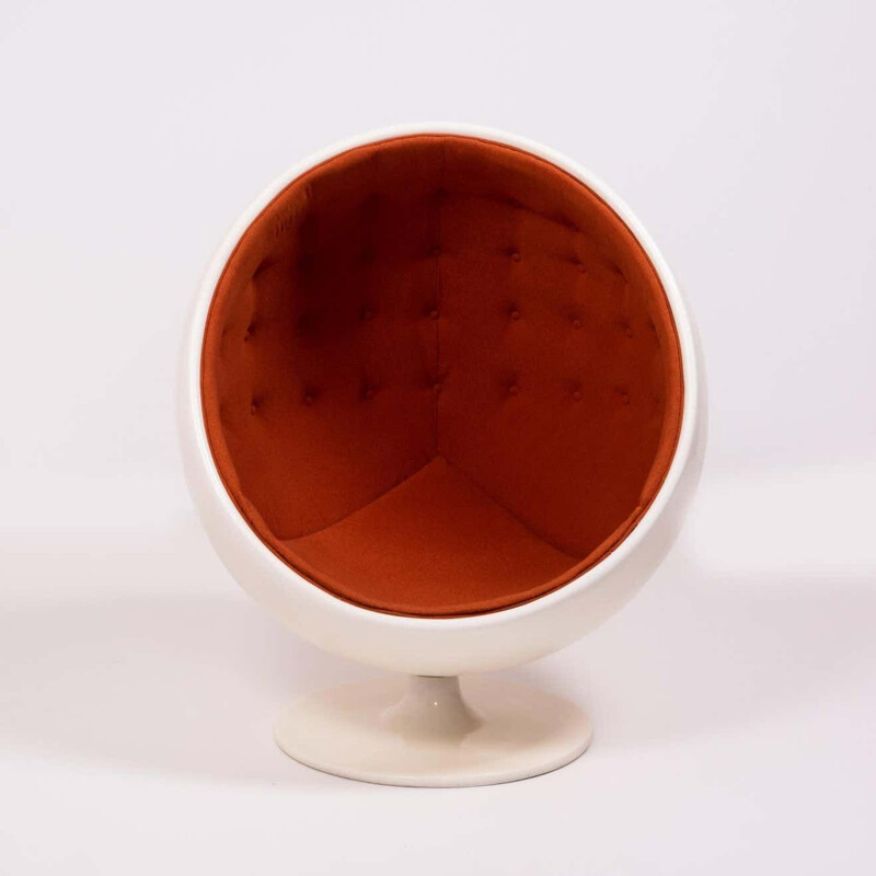 Fauteuil boule vintage orange en laine et fibre de verre par Eero Aarnio, 1963