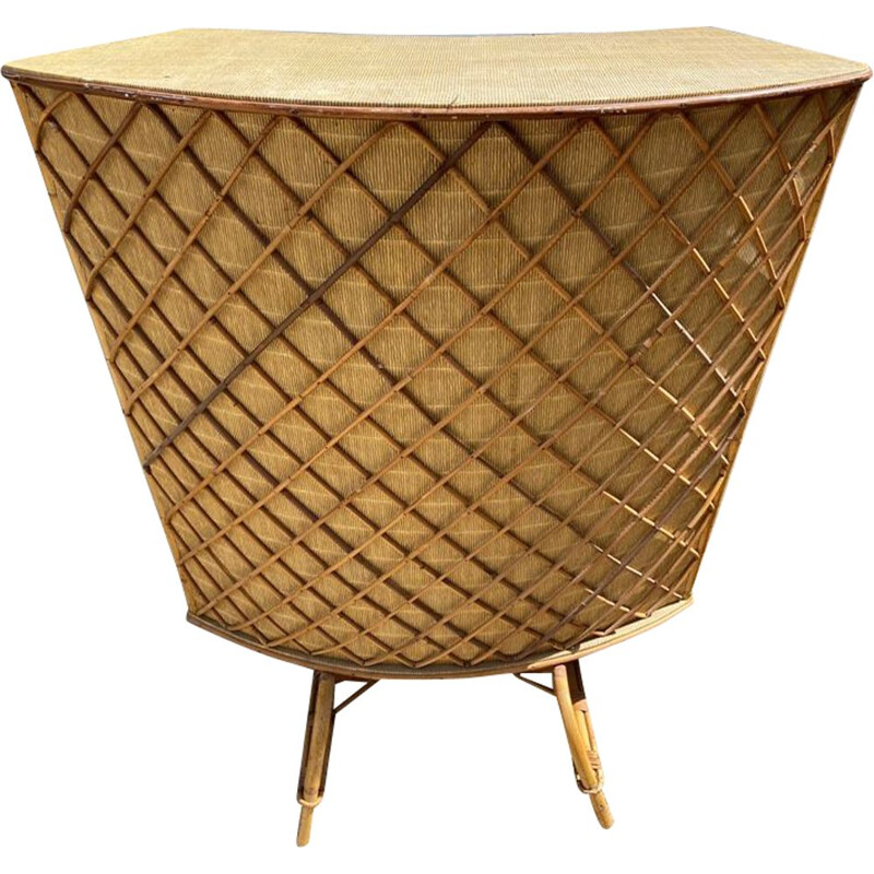 Vintage rattan bar counter, 1960-1970s