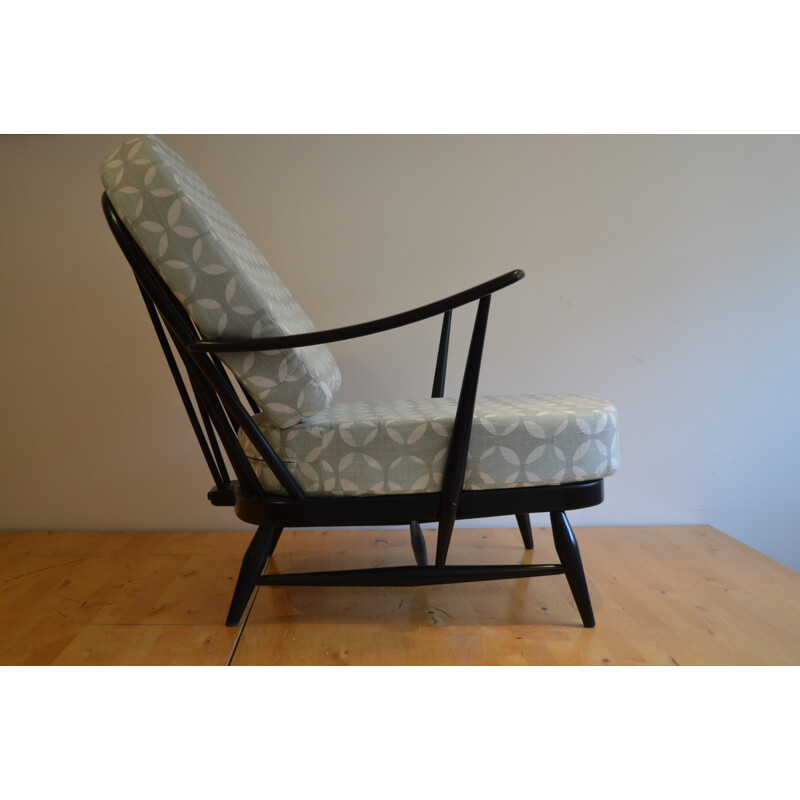 Ercol black 203 armchair in grey fabric, Lucian ERCOLANI - 1960s