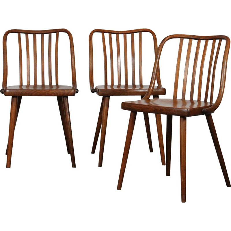 Set of 3 vintage chairs by Antonin Suman for Ton, 1960s