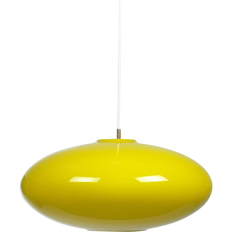 Vintage yellow glass UFO shaped pendant
