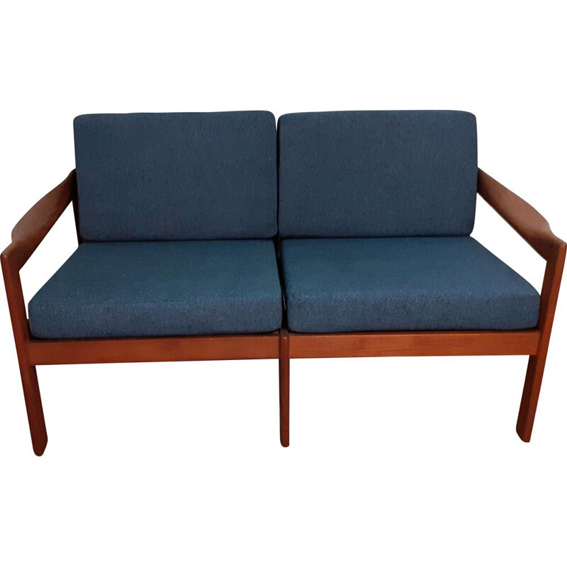 Vintage solid teak sofa by Wikkelso for Niels Eilersen, Denmark 1960s