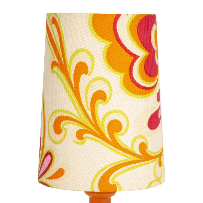 Lampe vintage avec abat-jour fleuri par Peil & Putzler