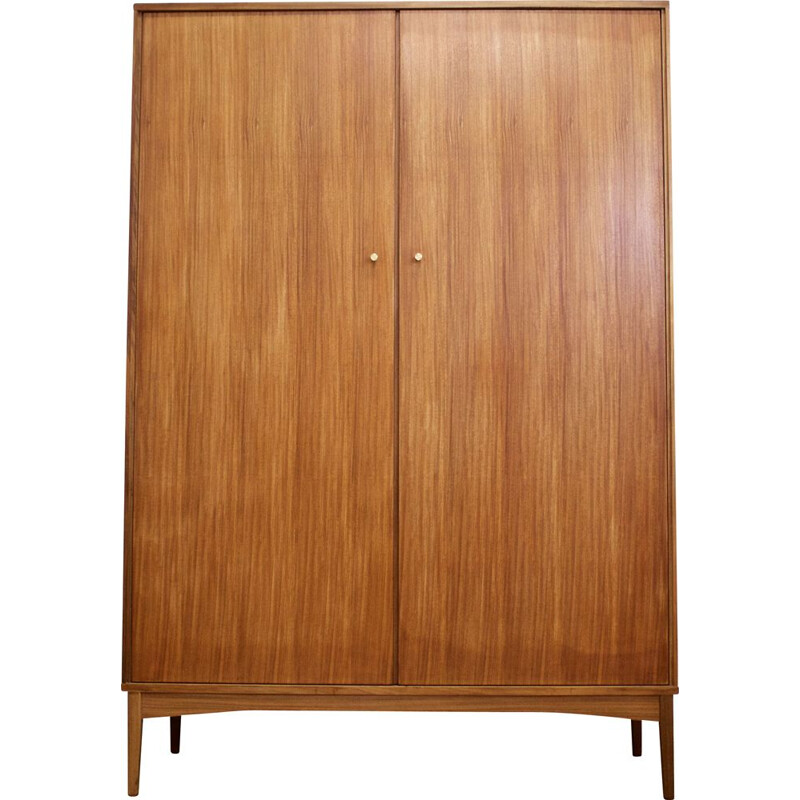 Vintage teak and walnut wardrobe by Golden Key, 1960s