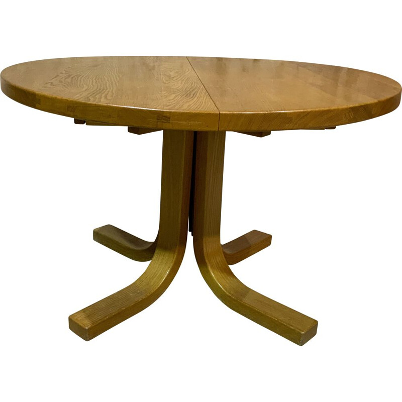 Vintage solid oak table T40 by Pierre Chapo, 1970s