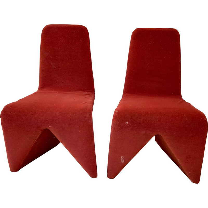 Paire de fauteuils vintage rouge, 1960