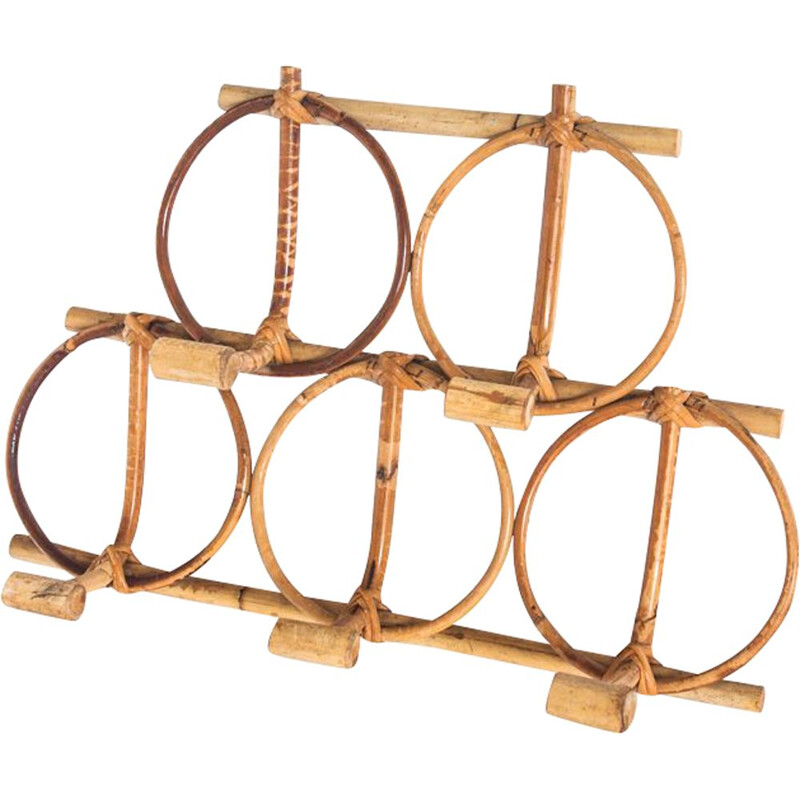 Vintage rattan coat rack, France 1970s