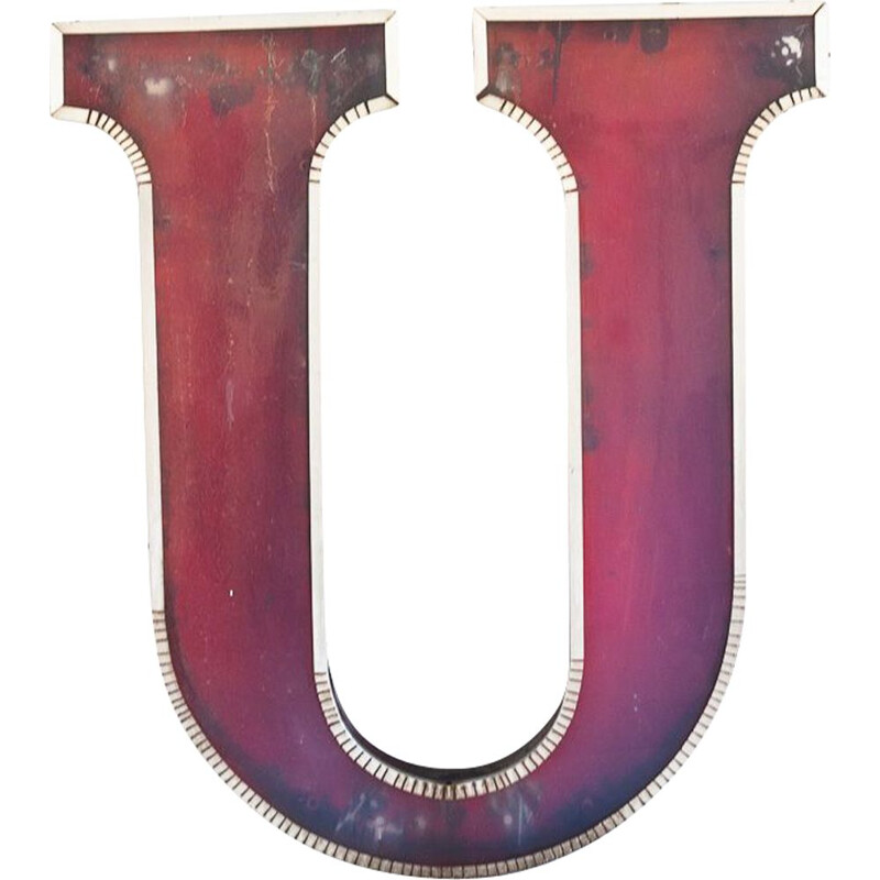 U letter from a vintage sign, Spain 1970s