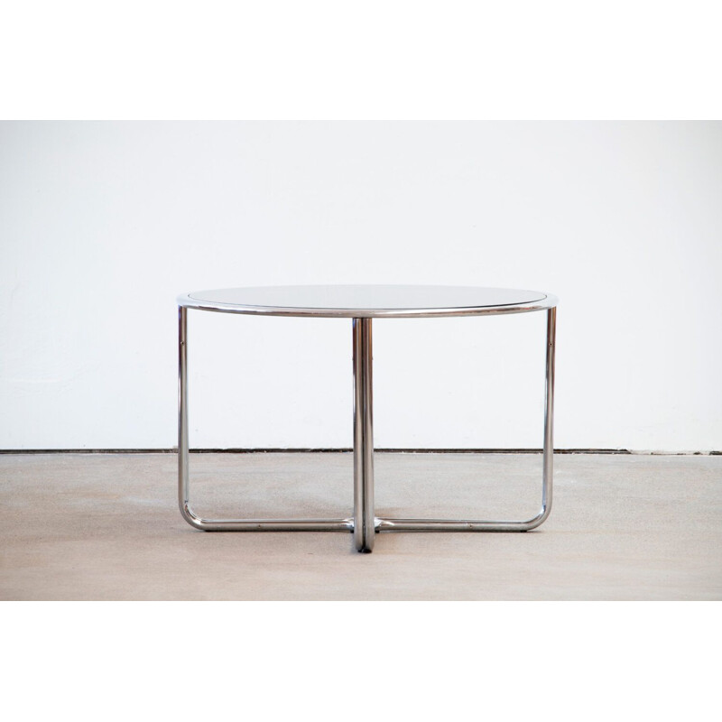 Table vintage en chrome & verre fumé, 1970