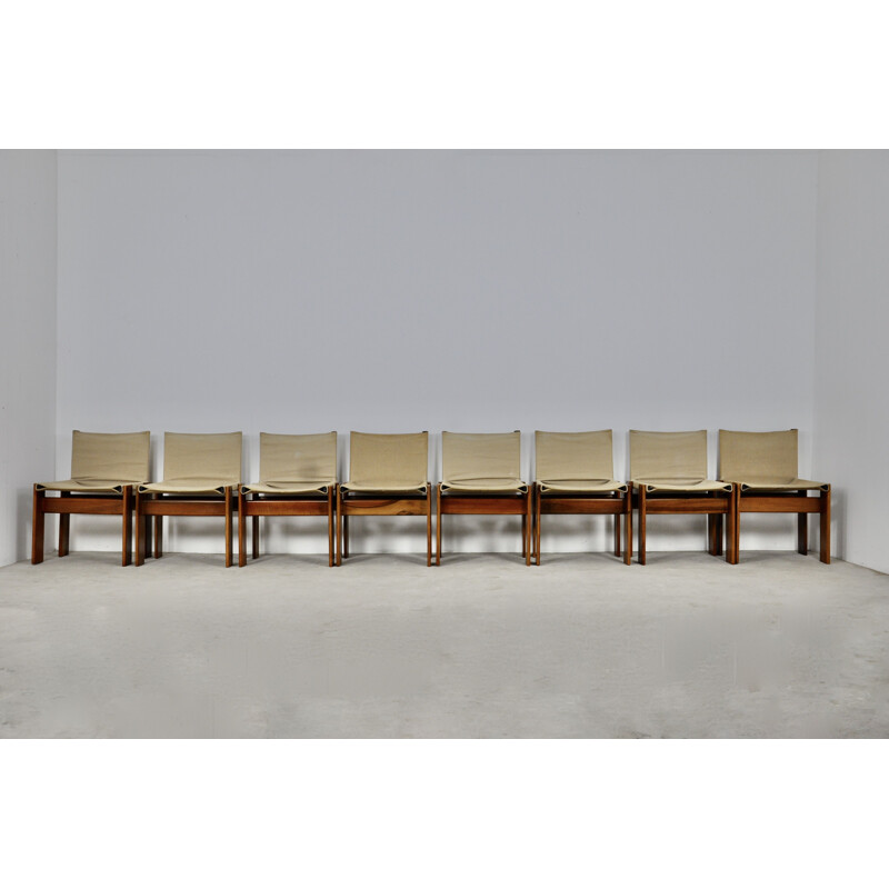 Set of 8 vintage Monk chairs by Afra & Tobia Scarpa for Molteni, 1970s