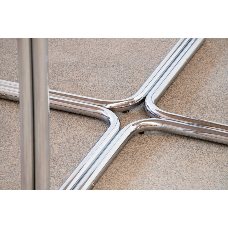 Vintage chrome & smoked glass table, 1970s