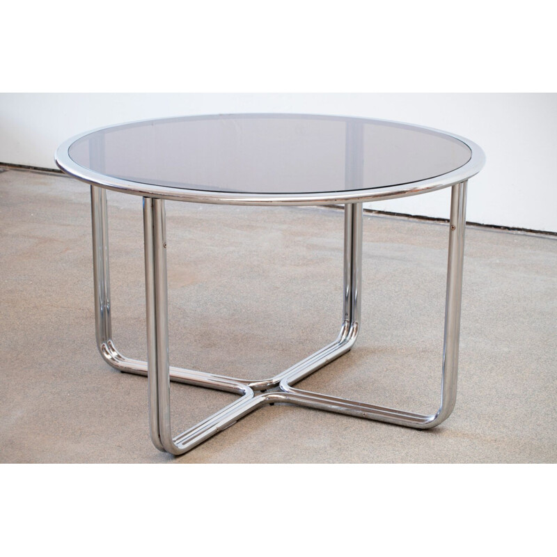 Vintage chrome & smoked glass table, 1970s