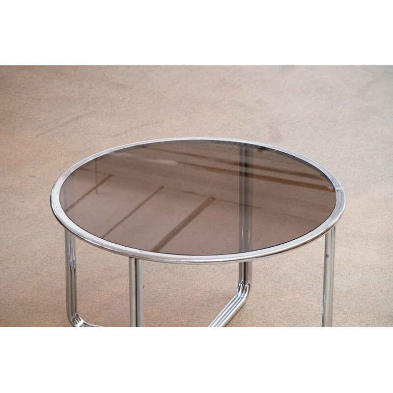 Vintage chrome & smoked glass table, 1970s