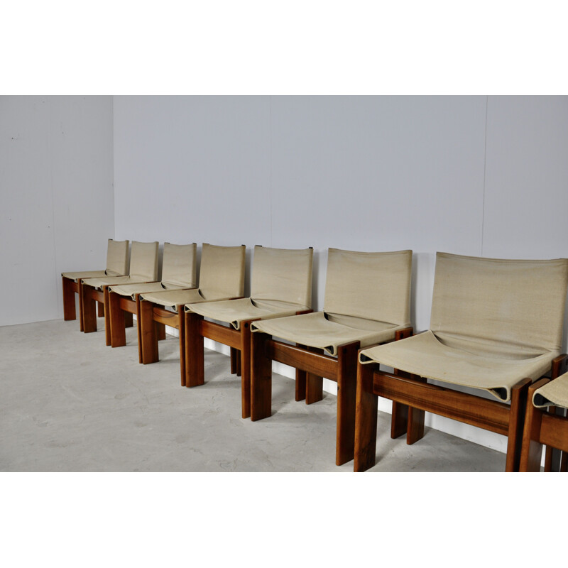 Ensemble de 8 chaises vintage Monk par Afra & Tobia Scarpa pour Molteni, 1970