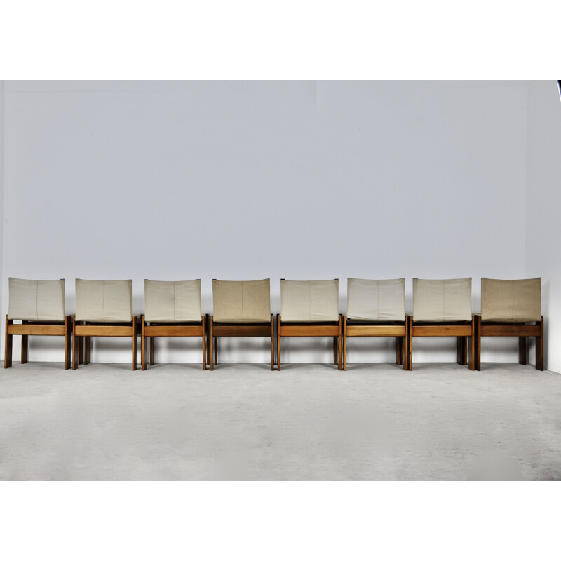 Set of 8 vintage Monk chairs by Afra & Tobia Scarpa for Molteni, 1970s