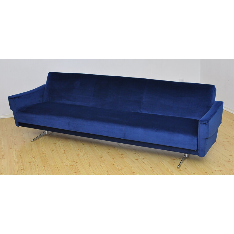 Mid century 4 seater velvet sofa daybed, 1960s