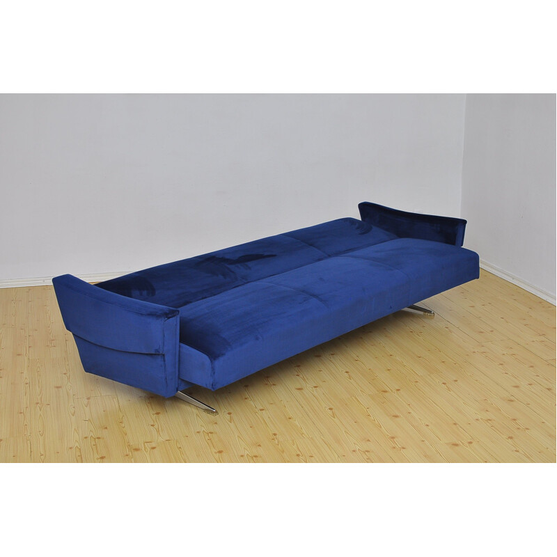 Mid century 4 seater velvet sofa daybed, 1960s