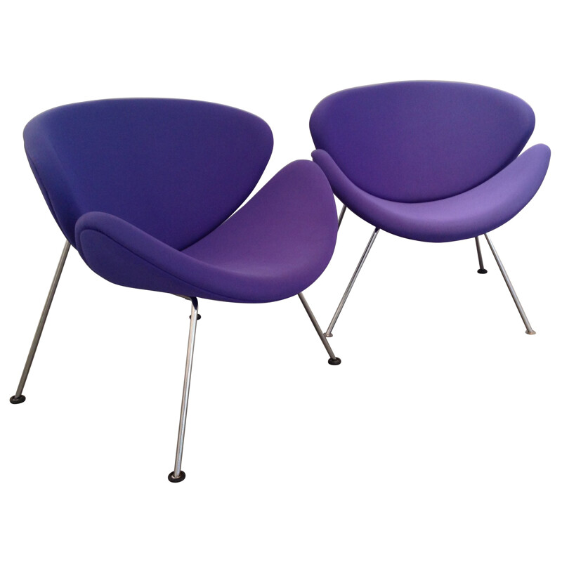 Pair of purple "Orange slice" armchairs, Pierre Paulin - 1980s
