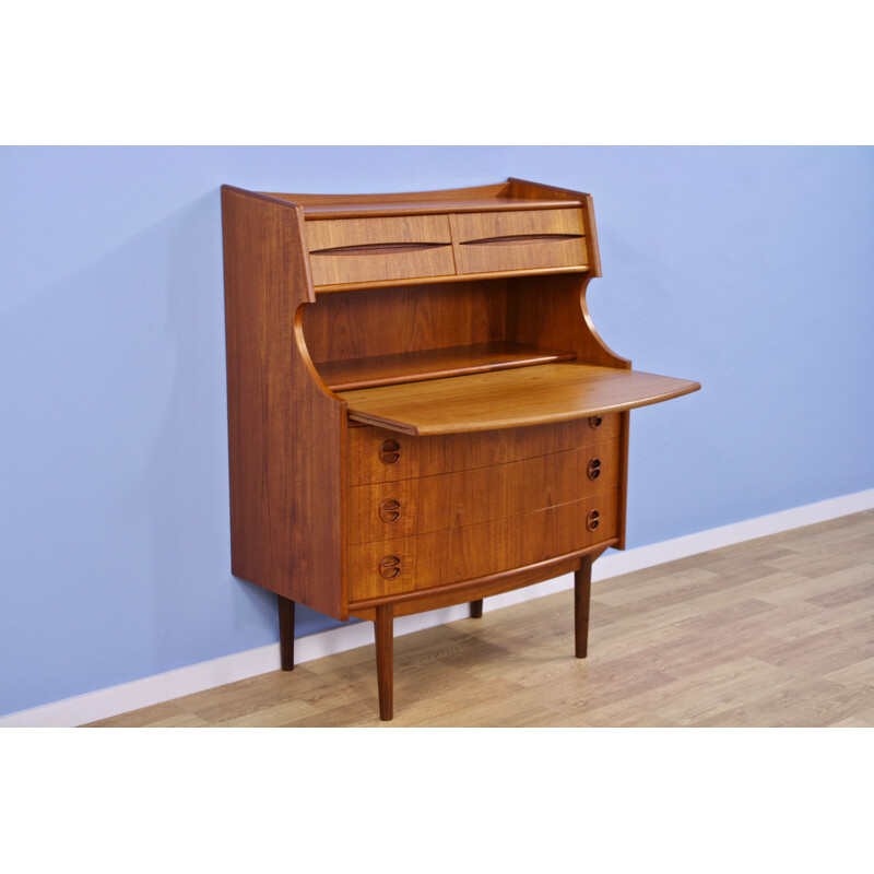 Vintage secretaire writing desk in teak by Gunnar Falsig for Møbelfabrik Holstebro, 1960s